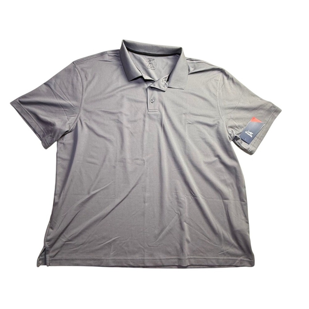 Reebok Speedwick Mens 3XL Grey Short Sleeve Performance Polo Shirt NWT-2381